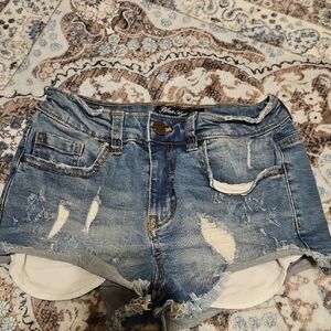 Blue Distressed Jean Shorts